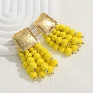 Zara Cascade Beaded Gold and Yellow Beaded Earrings